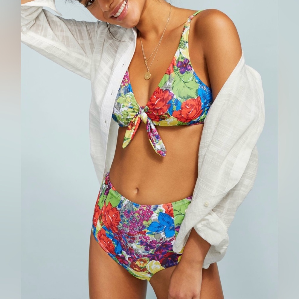 BRAND NEW Anthropologie Allihop Floral High-Waisted Bikini Set XL